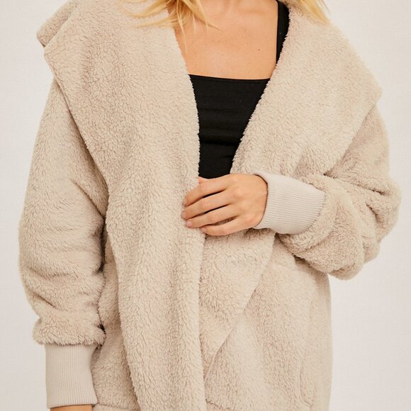 Faux Fur Plush Open Jacket - Picture 1 of 2